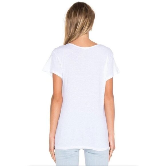 LNA Double Strap Tee T-Shirt Top White Short Sleeve V-neck Cotton Size XS - Picture 9 of 9